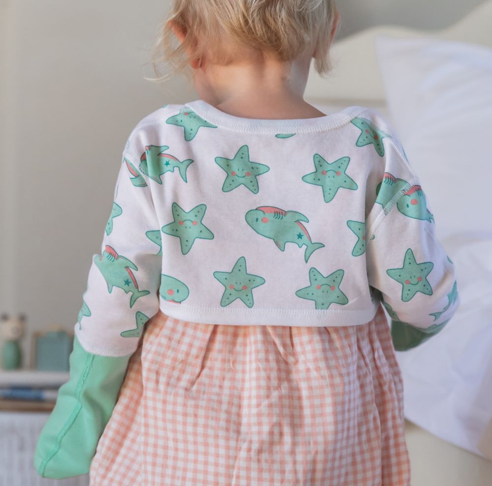 Printed Eczema Scratch mitten Shrug from Cotton Comfort