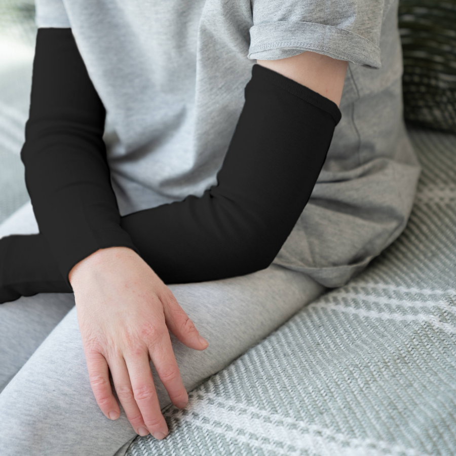 Childrens eczema organic cotton arm sleeves in black