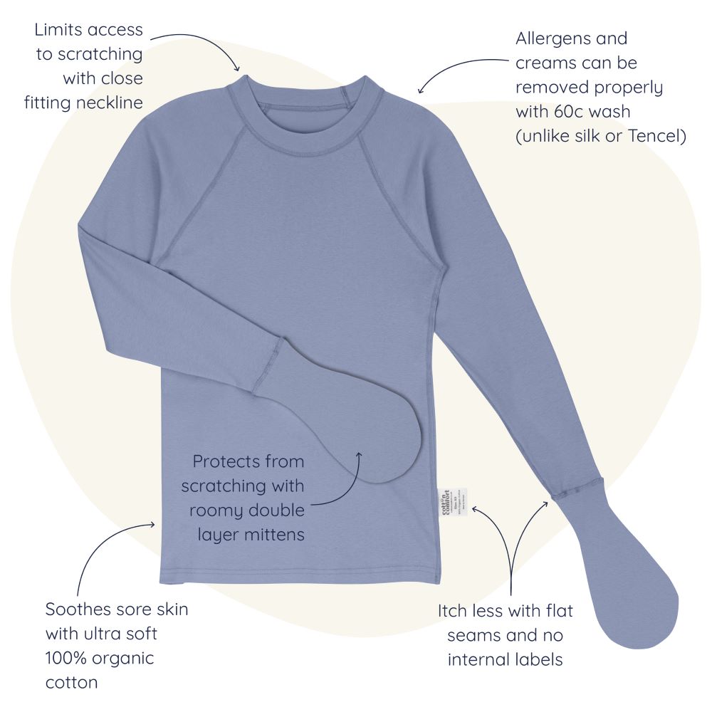 100% organic cotton eczema scratch mitten T for kids from Cotton Comfort