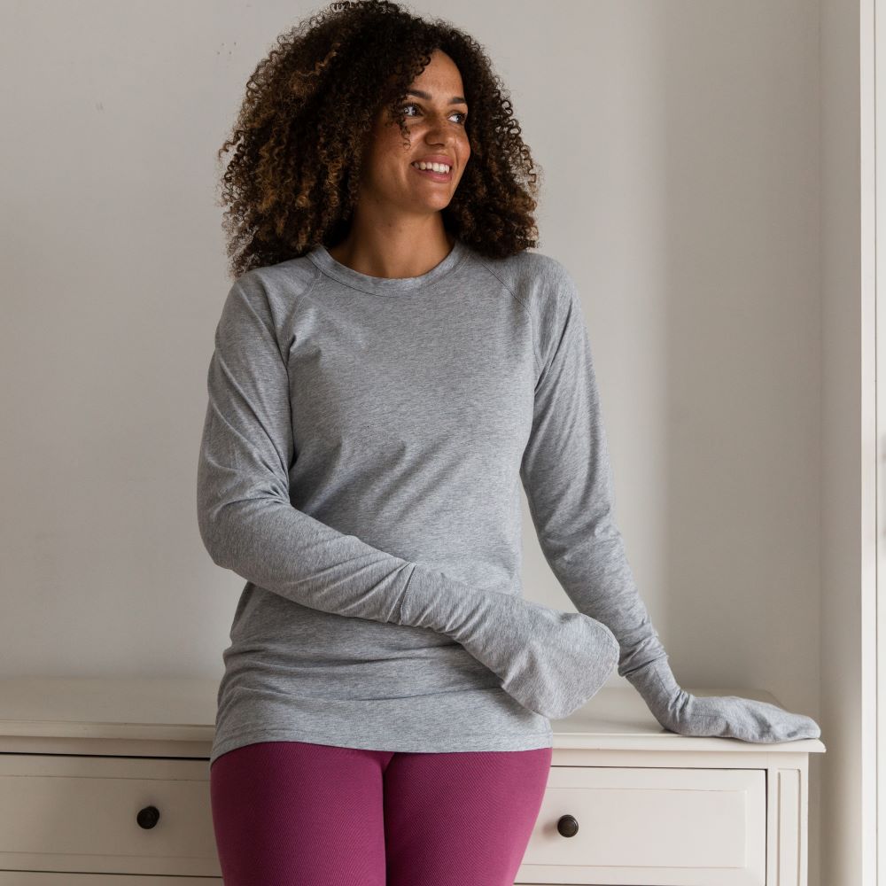 Grey Closed hand Scratch Mitten T in 100% organic cotton