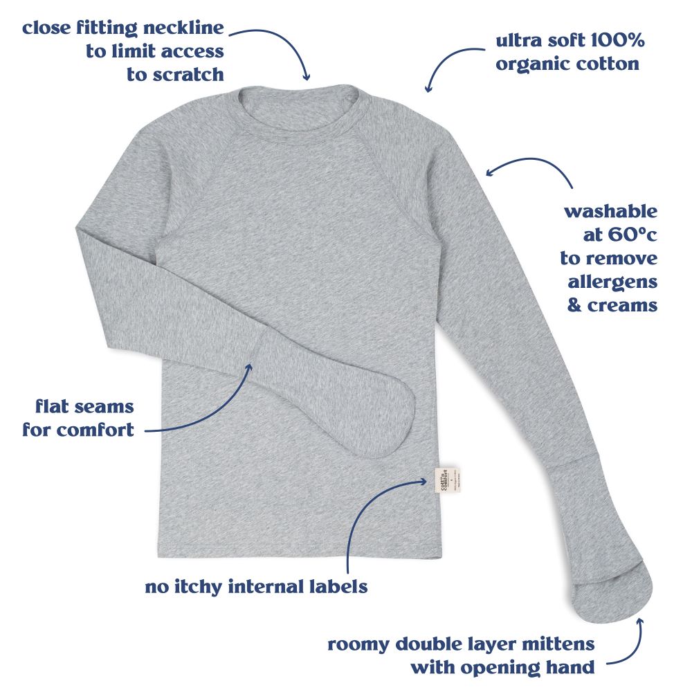 Organic Cotton Adult Eczema Scratch Mitten T with hand opening