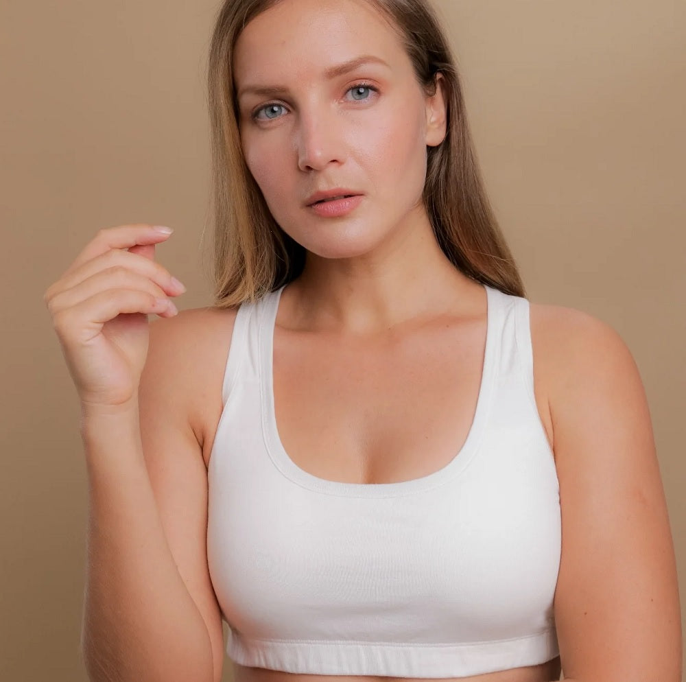 Beginners Crop Top Cotton/Lycra Training Bra for Teen Girls Young Women ( White, 34) 