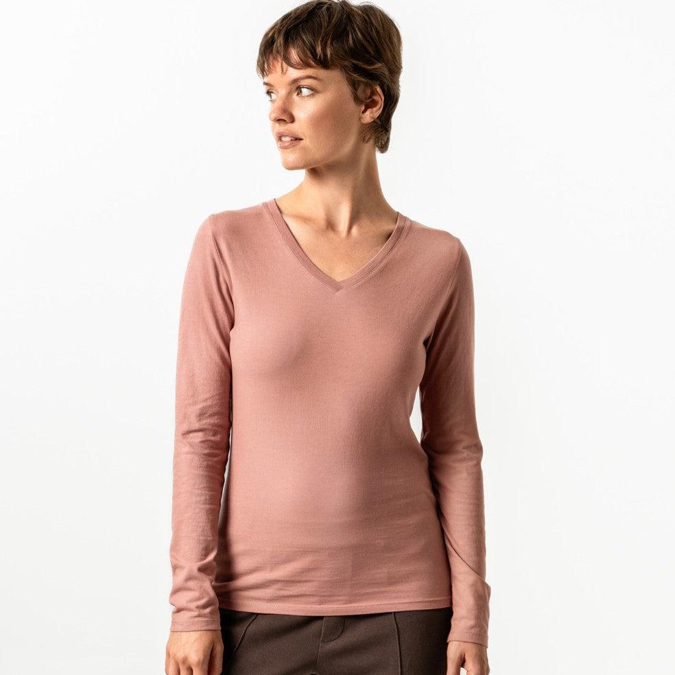 V-Neck Long Sleeve Top - 100% Organic Cotton