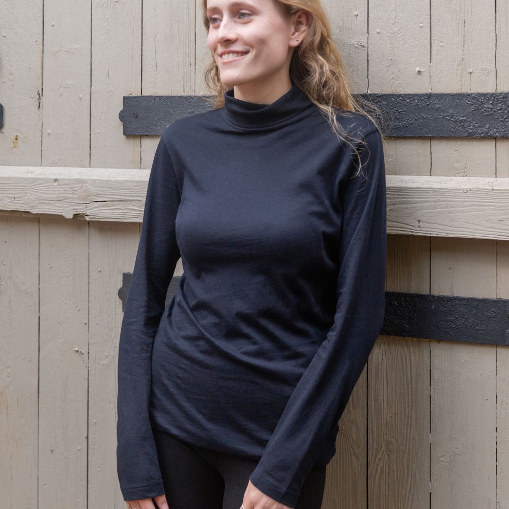 100% organic cotton roll neck top