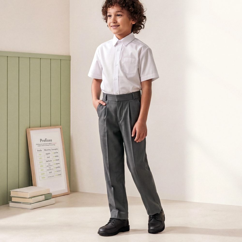 Boys Classic Fit School Trousers - 100% Organic Cotton