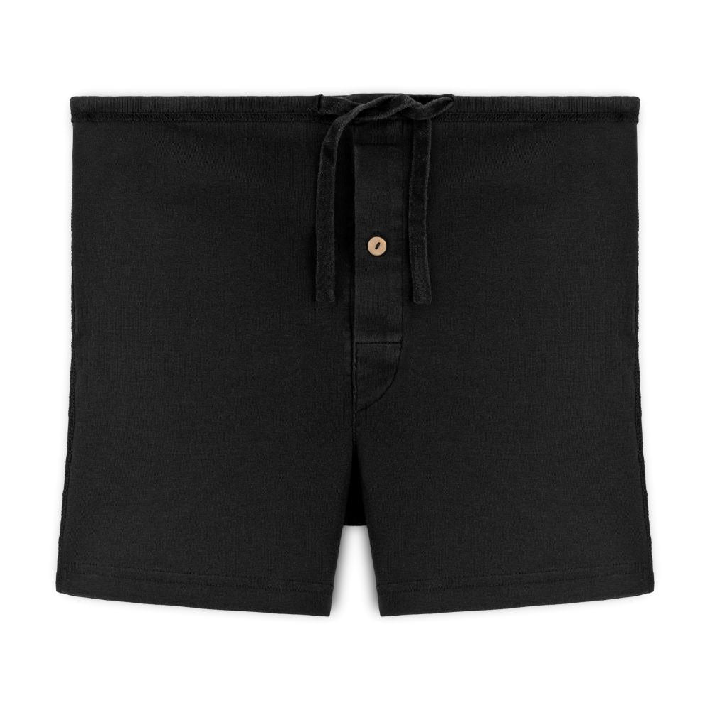 No Elastic Drawstring Boxer in Black from Cotton Comfort 