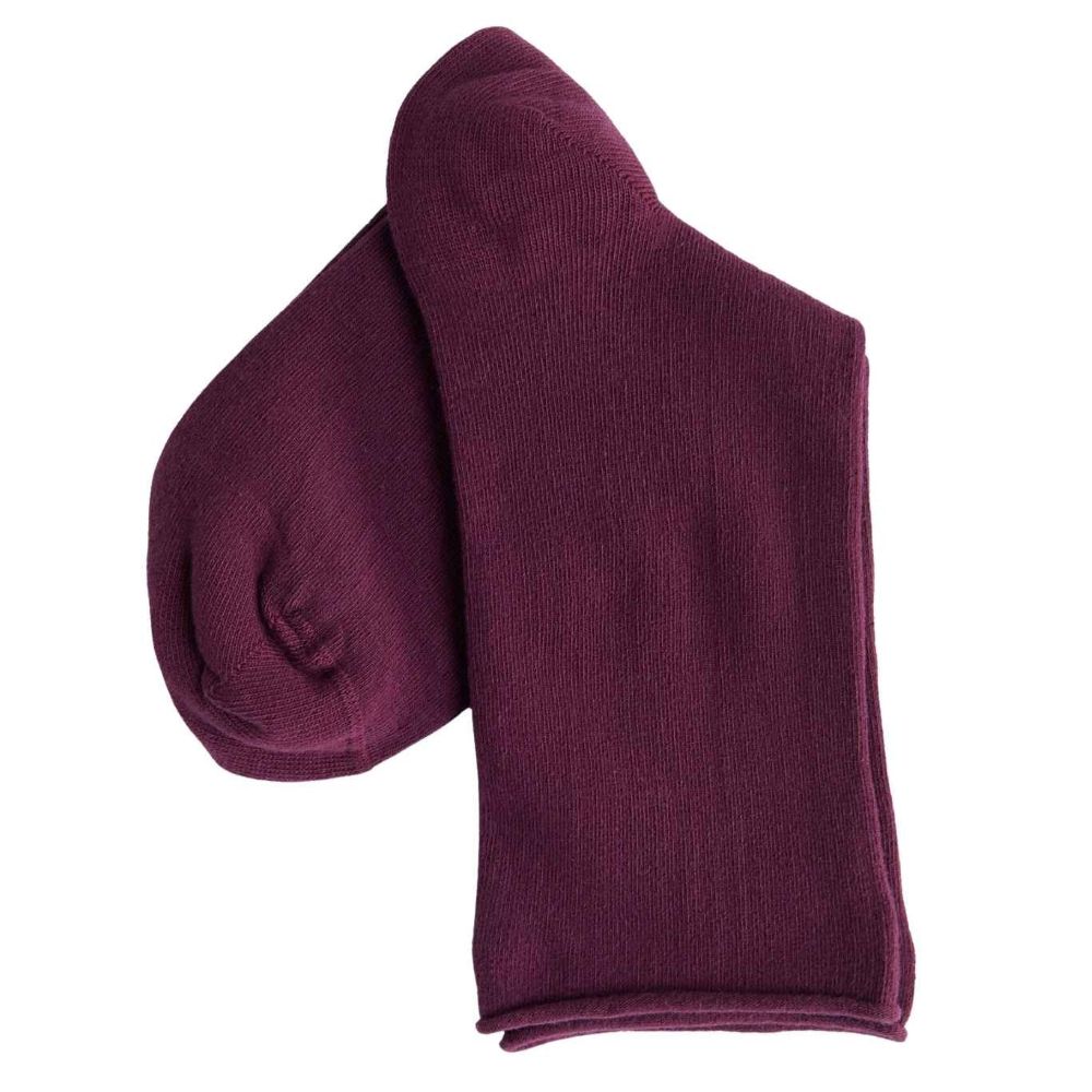 98% organic cotton roll top socks in burgundy from Albero