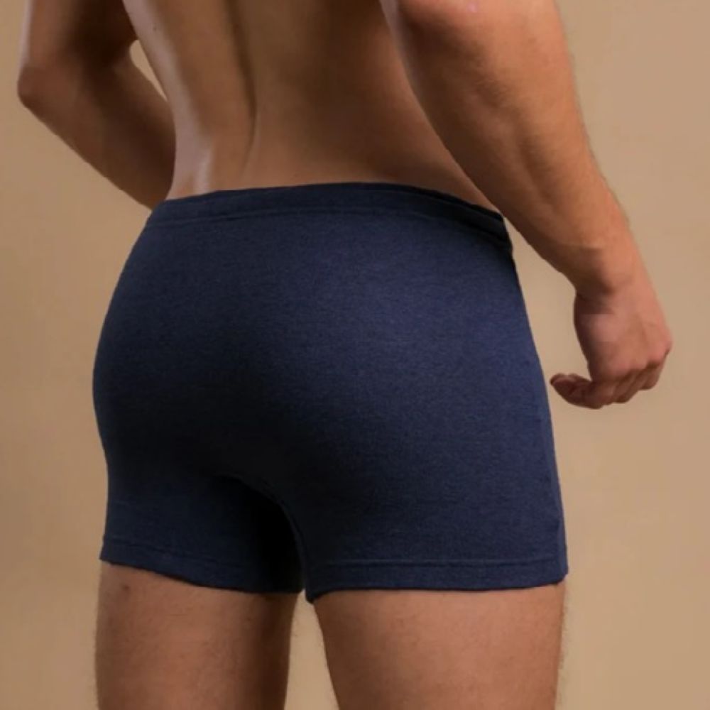 Drawstring trunk in deep blue marl from Eczema Clothing 