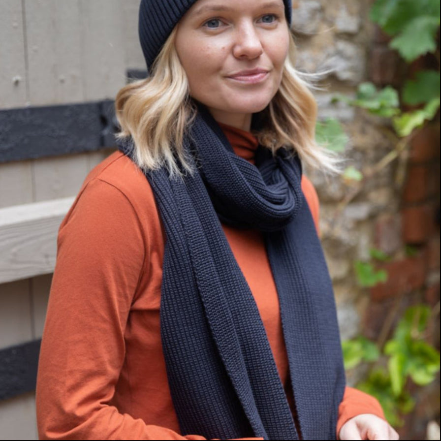 100% Organic Cotton rib knit scarf from Living Crafts