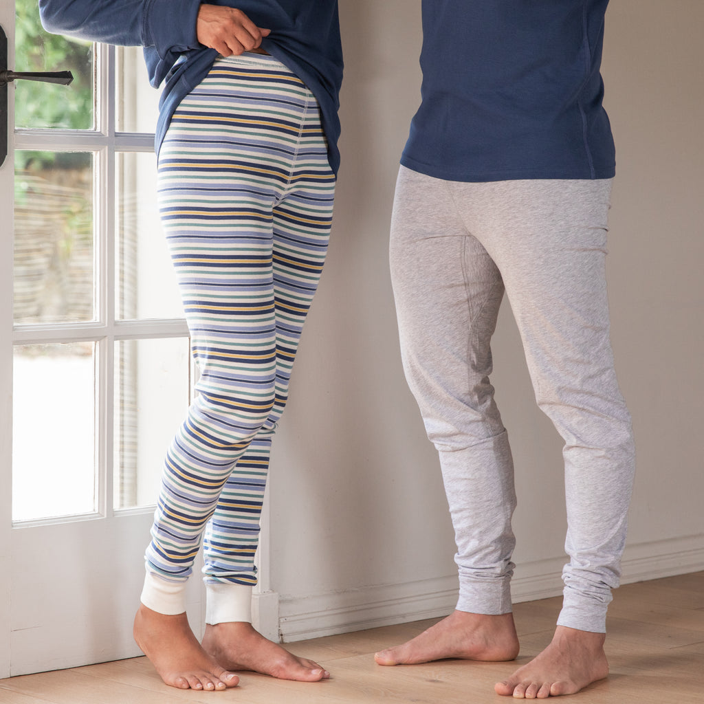 Organic cotton eczema friendly Pj bottons in multi stripe for adults
