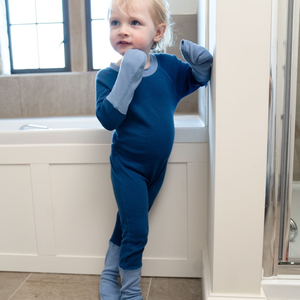 Eczema Scratch Mitten PJ  from Cotton Comfort in Azure Blue