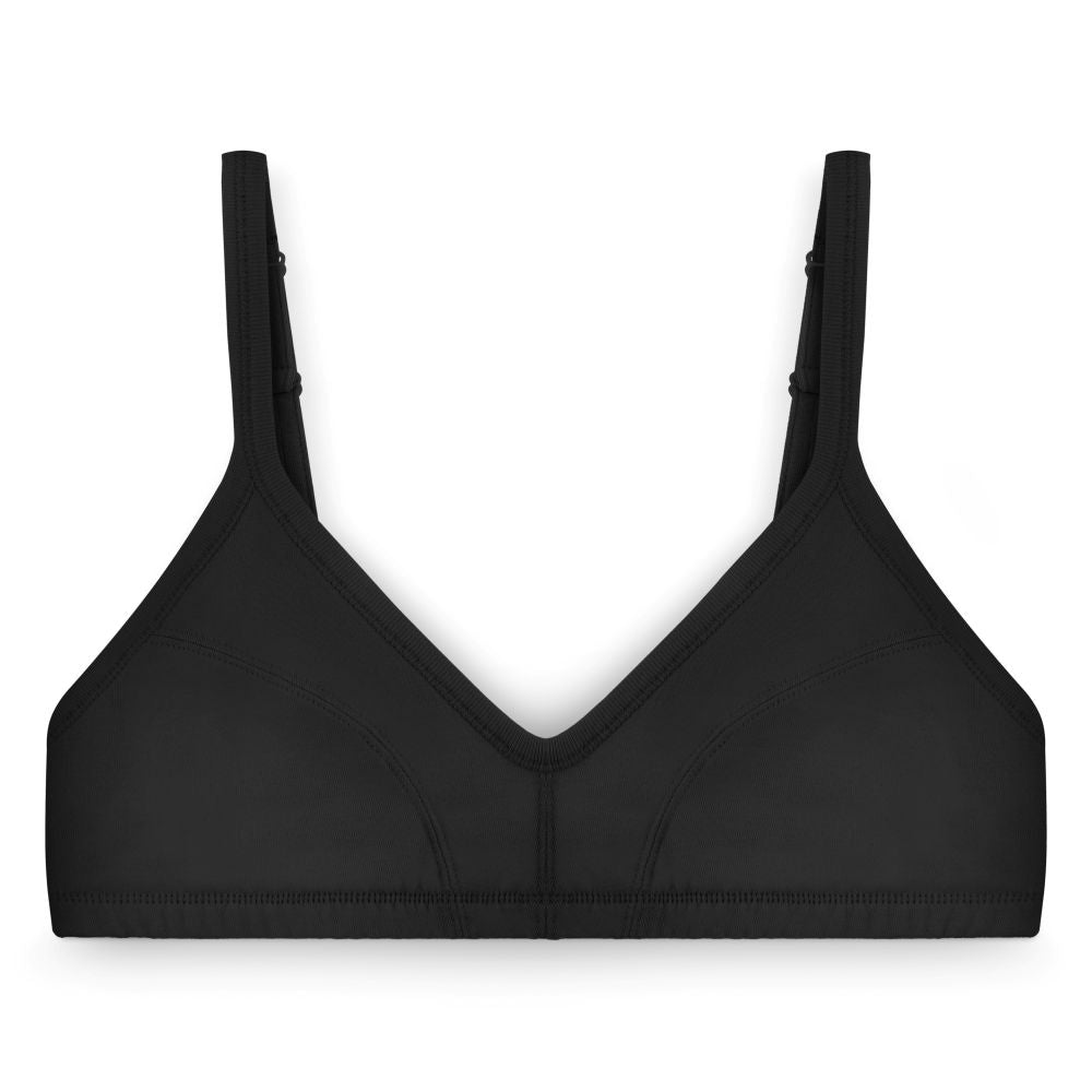 Back fastening bra in black from Cotton Comfort 