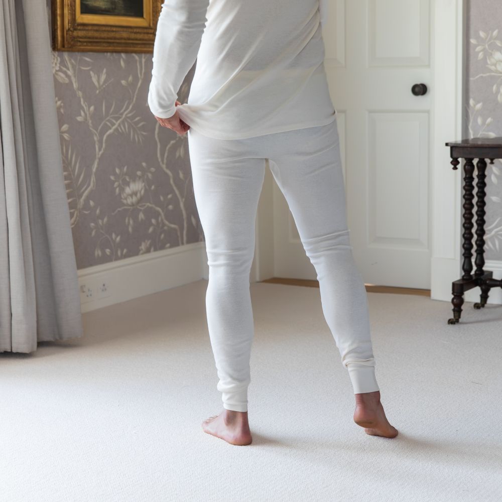 Pure Comfort men's long johns in natural - back view