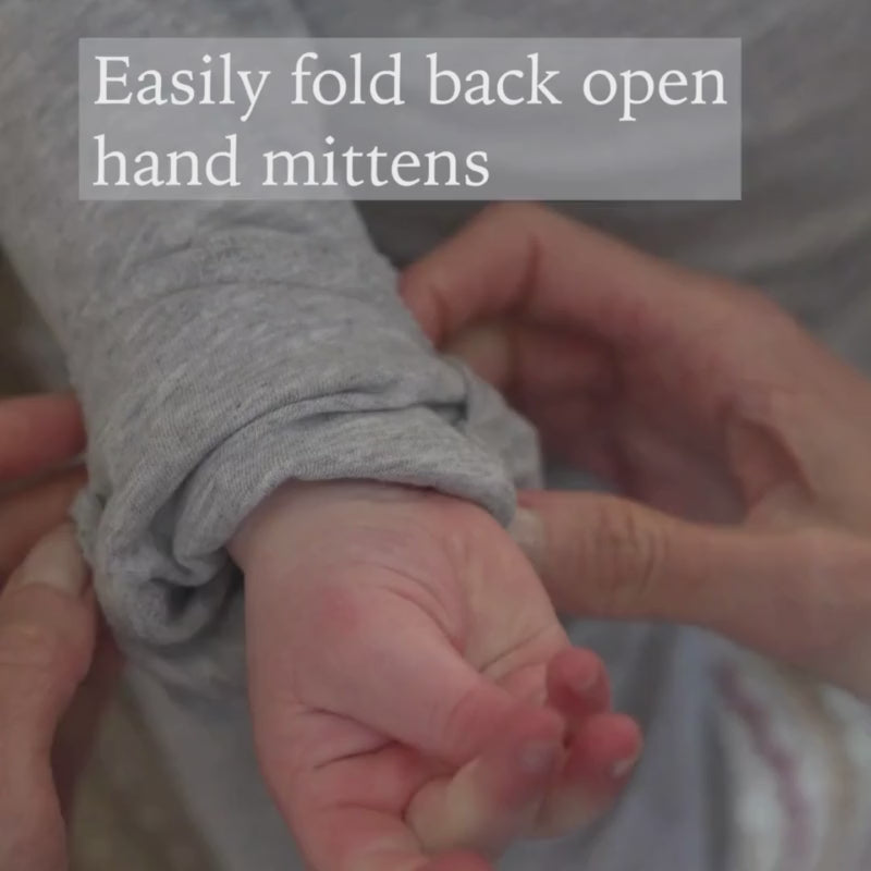 Eczema Scratch Mitten T Opening Hand - Kids - Soft Grey Marl/Navy Peony