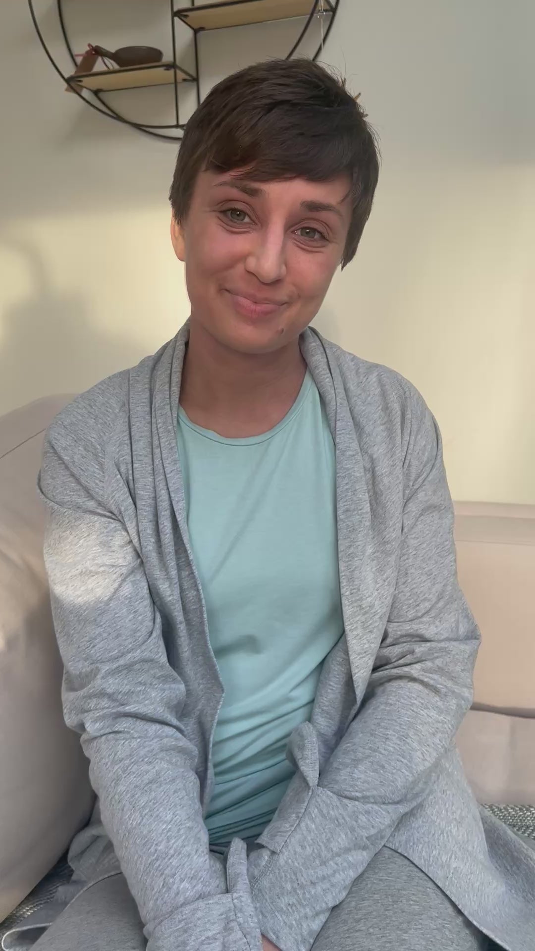 Model Jennifer Austin talking about why she loves our scratch mitten cardi so much