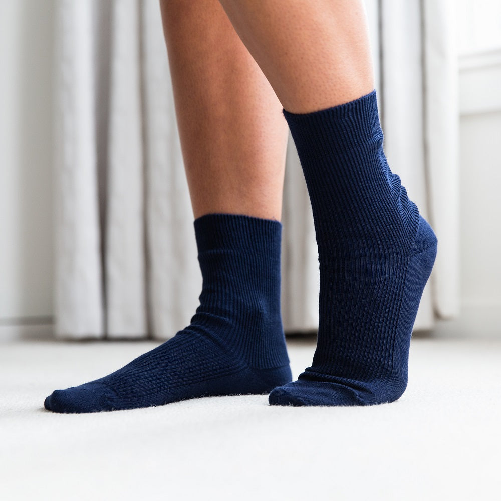 Navy No Elastic 100% Organic Cotton Socks from Pure Cotton Comfort