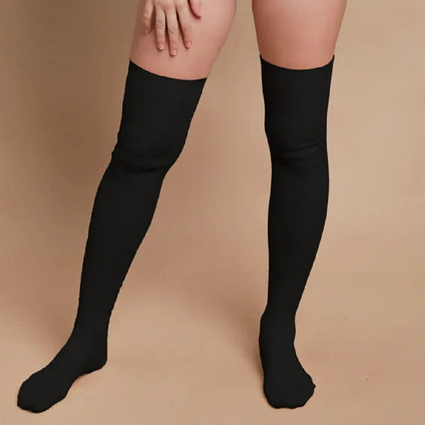 Women Non Slip Thigh High Socks Fashion Tube Stockings above Knee Cosplay  Socks(Black)